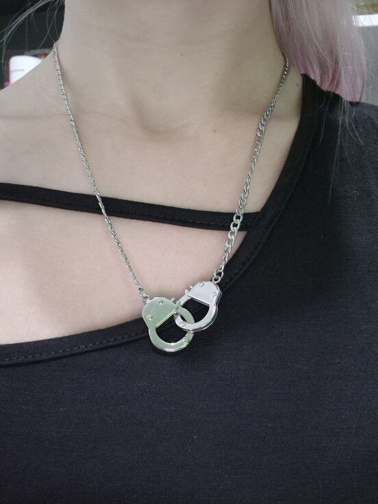 Jewelry Stainless Steel Handcuffs Pendants Necklace Size ONE SIZE - 5 Thumbnail