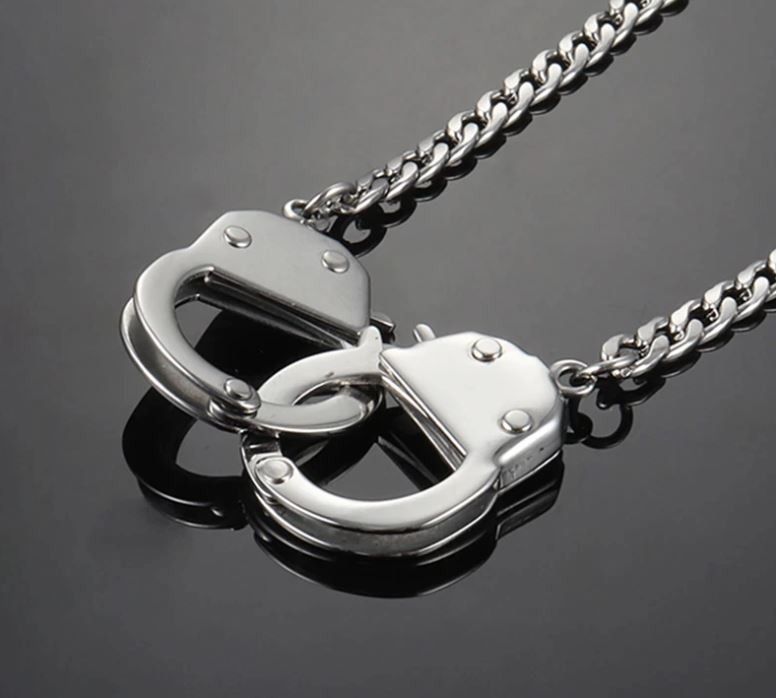 Jewelry Stainless Steel Handcuffs Pendants Necklace Size ONE SIZE - 1 Thumbnail