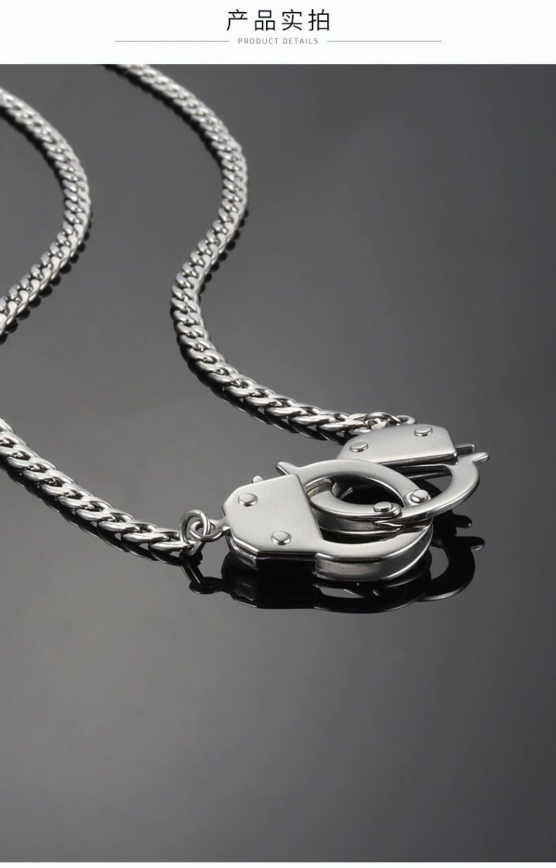 Jewelry Stainless Steel Handcuffs Pendants Necklace Size ONE SIZE - 3 Thumbnail