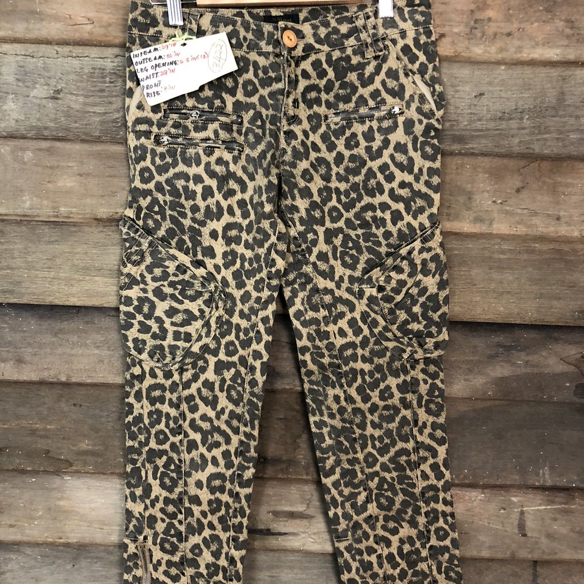 Japanese Brand DL Barak cheetah leopard Multipocket art Cargo Pants #3422 Size US 28 / EU 44 - 4 Thumbnail