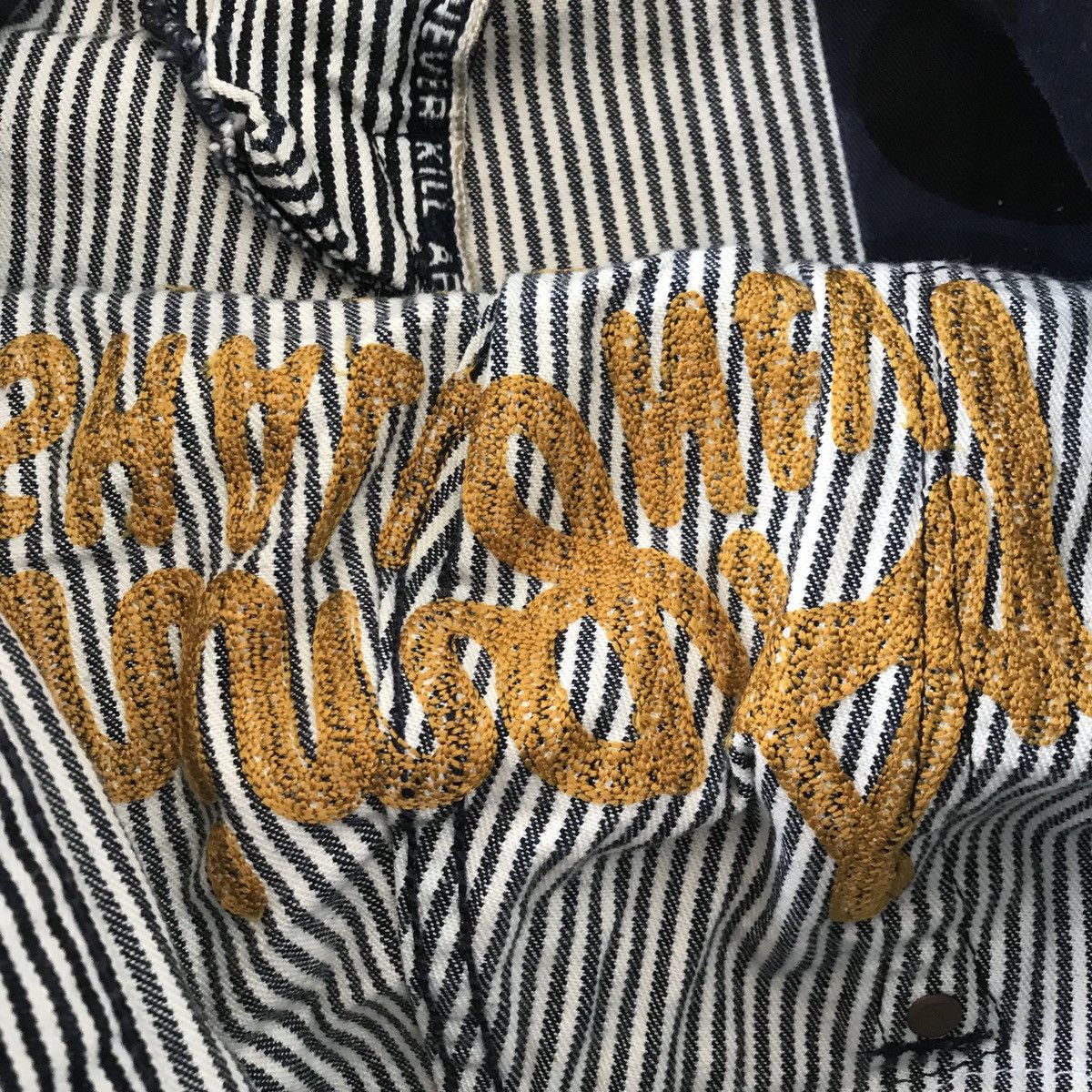 Bape Hickory Stripe Embroidered Denim Shorts Size US 32 / EU 48 - 10 Thumbnail