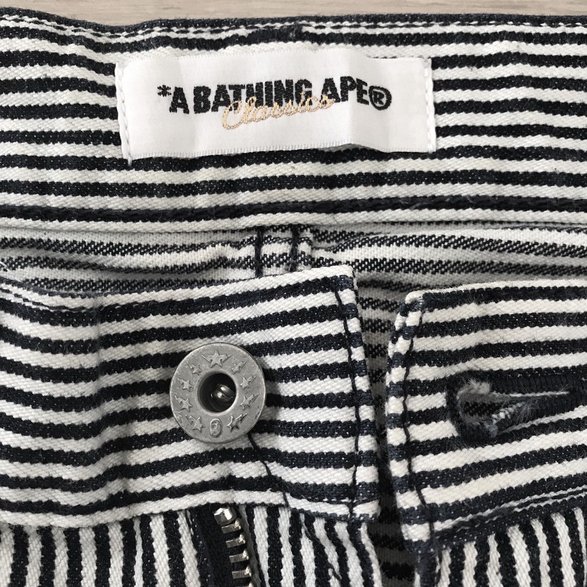 Bape Hickory Stripe Embroidered Denim Shorts Size US 32 / EU 48 - 4 Thumbnail