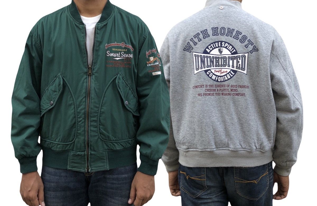 Vintage Vintage One Quarter Reversible Bomber Jacket Size US M / EU 48-50 / 2 - 2 Thumbnail