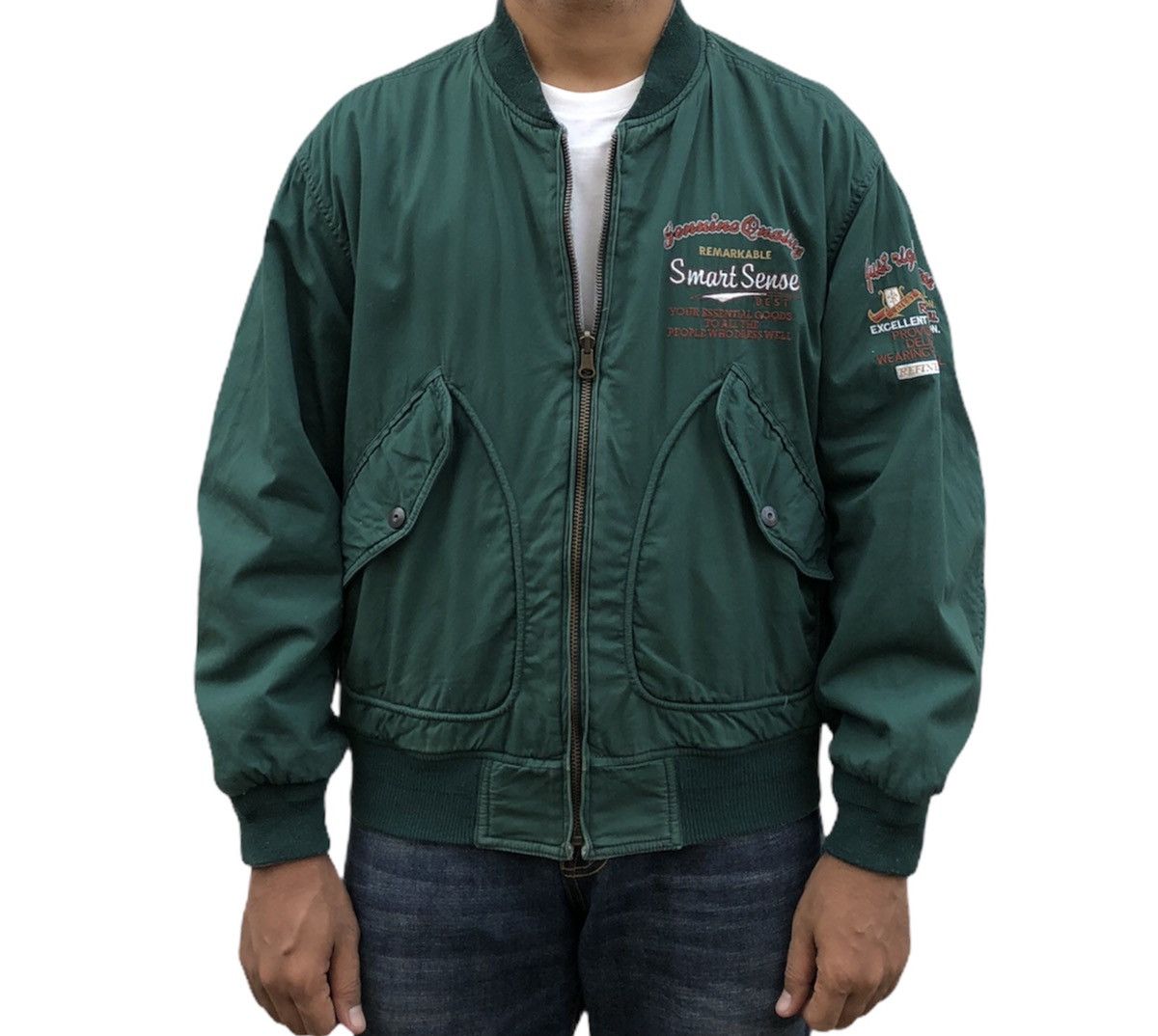 Vintage Vintage One Quarter Reversible Bomber Jacket Size US M / EU 48-50 / 2 - 1 Thumbnail
