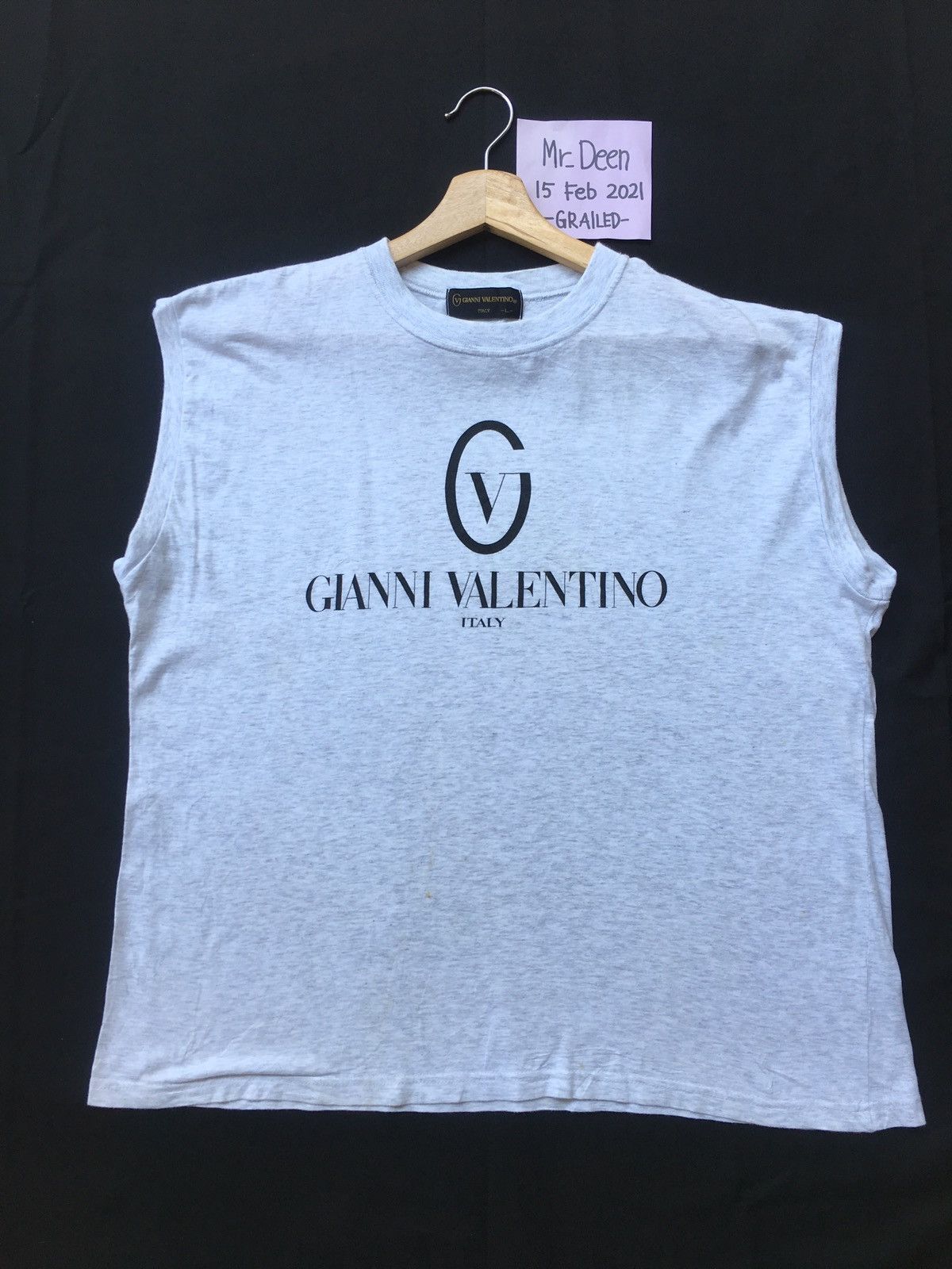 image of Vintage Gianni Valentino Spellout Singlet in Grey, Men's (Size Large)