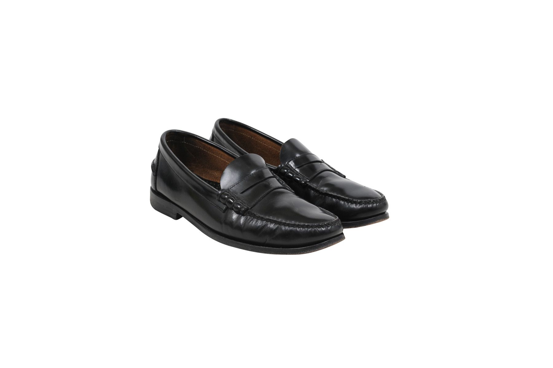 image of Prada Penny Loafers Black Brushed Leather, Men's (Size 9)