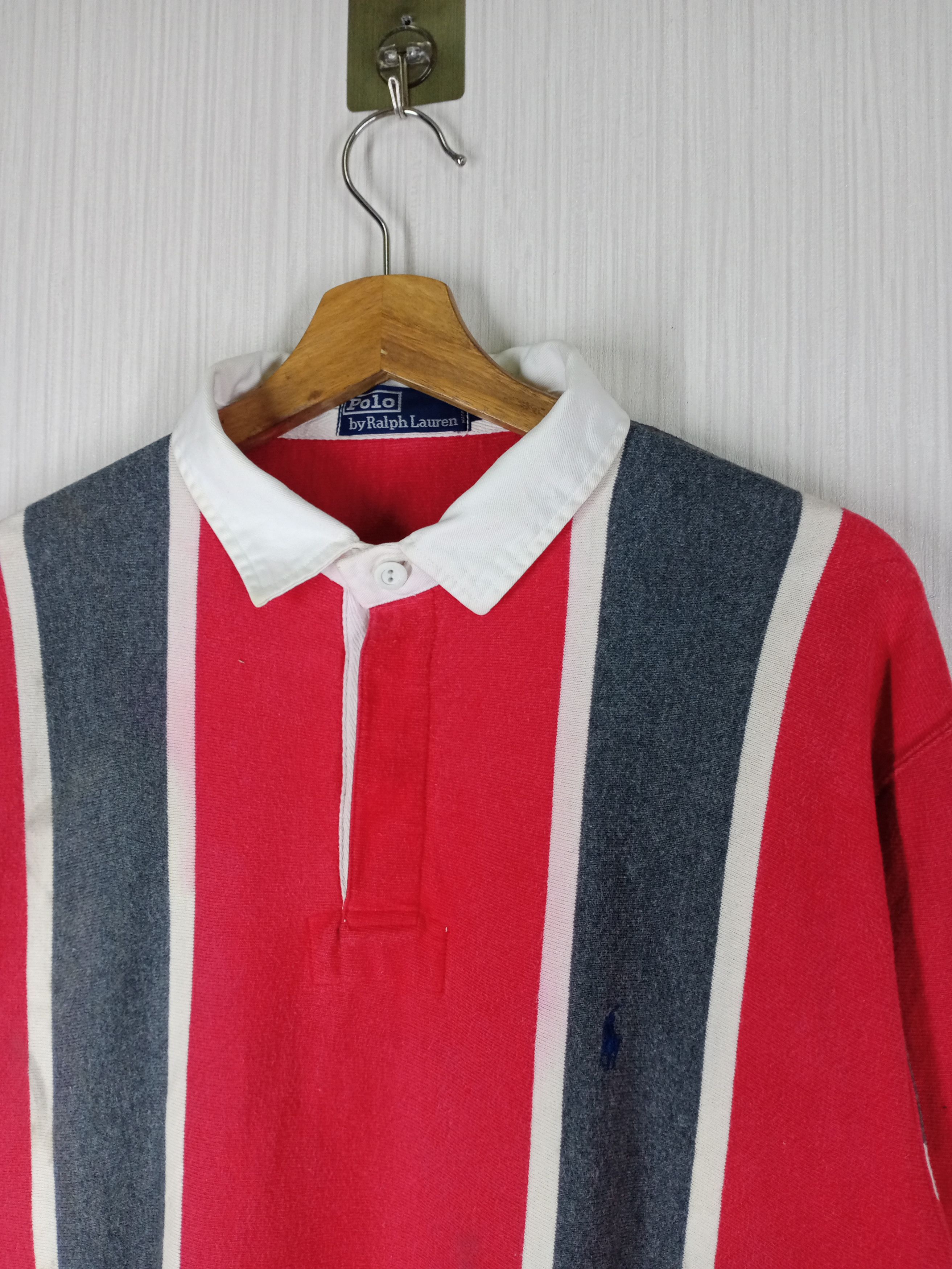Polo Ralph Lauren Rare Vintage Polo Ralph Lauren Rugby Stripes Polo Shirt Size US XL / EU 56 / 4 - 7 Thumbnail