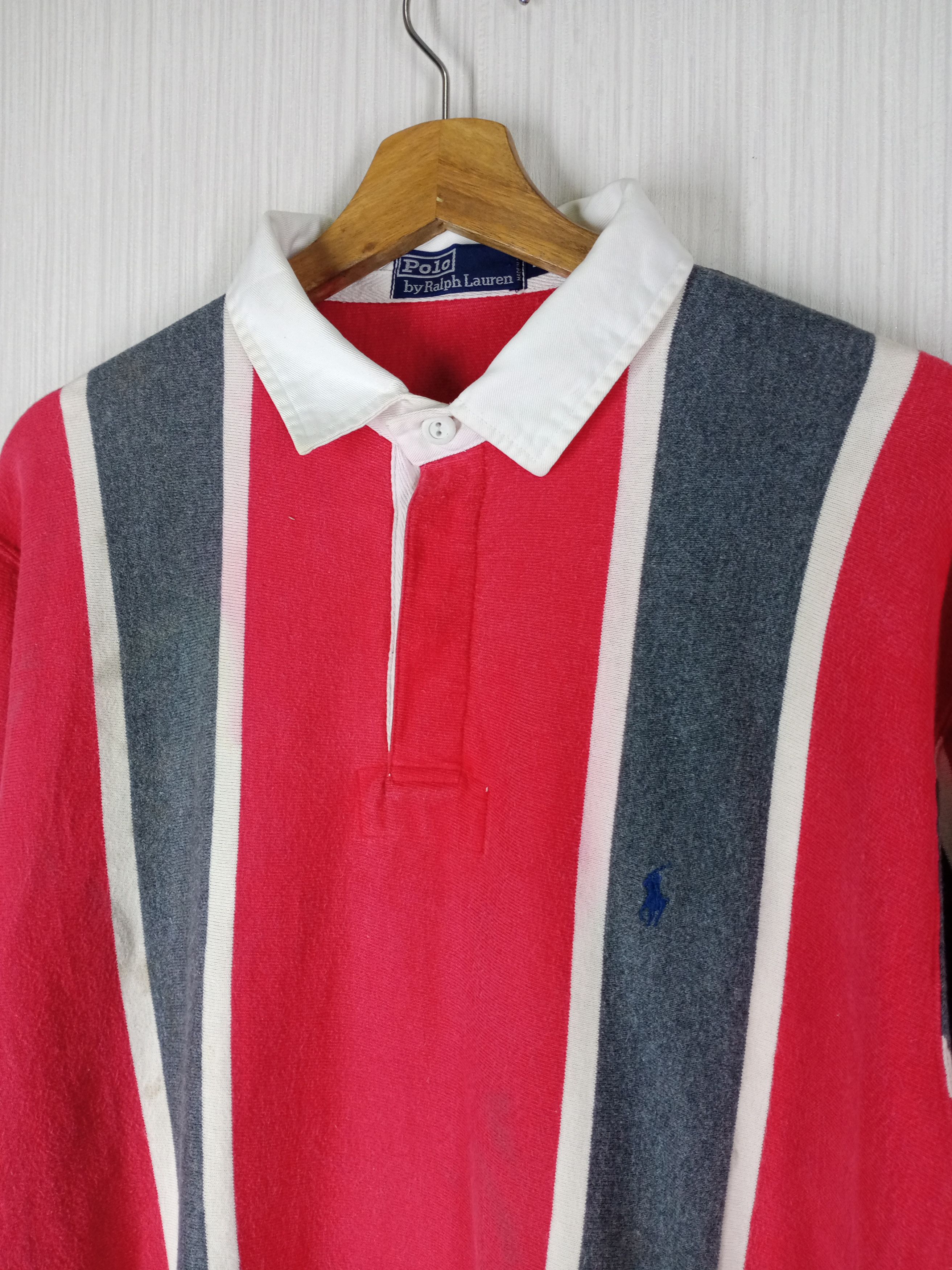 Polo Ralph Lauren Rare Vintage Polo Ralph Lauren Rugby Stripes Polo Shirt Size US XL / EU 56 / 4 - 1 Thumbnail