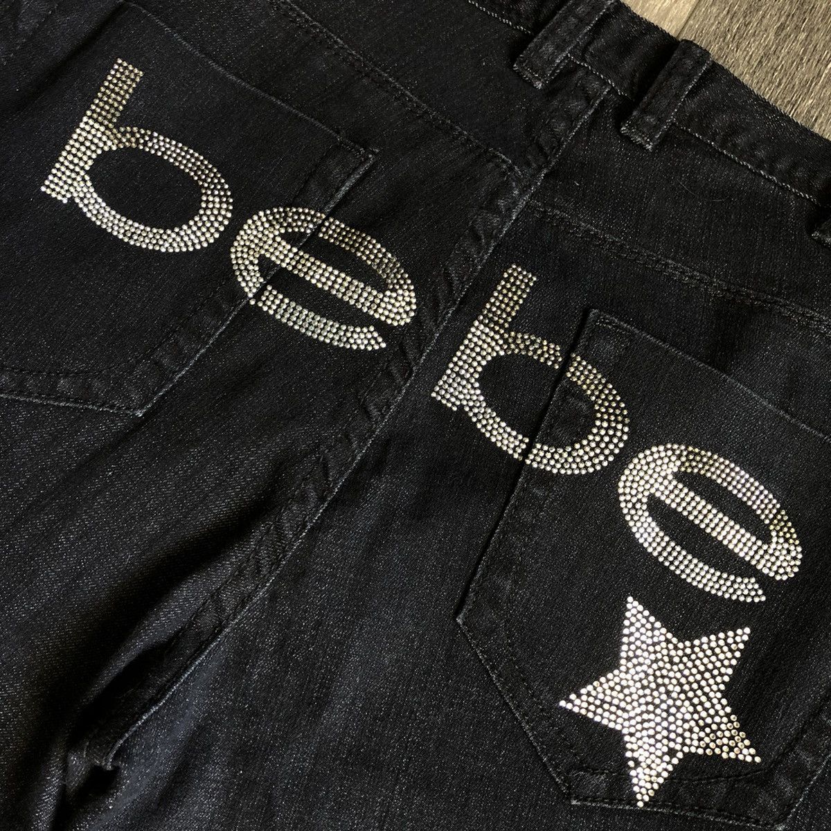 Bebe Vintage Y2K Bebe Rhinestone Stud Low Rise Black Denim Jeans Size 30" / US 8 / IT 44 - 4 Thumbnail
