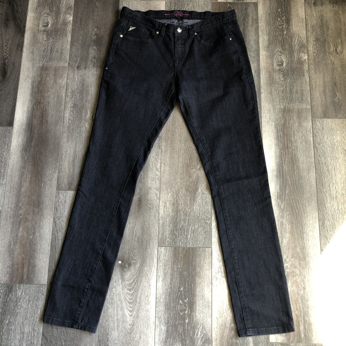 Bebe Vintage Y2K Bebe Rhinestone Stud Low Rise Black Denim Jeans Size 30" / US 8 / IT 44 - 2 Thumbnail