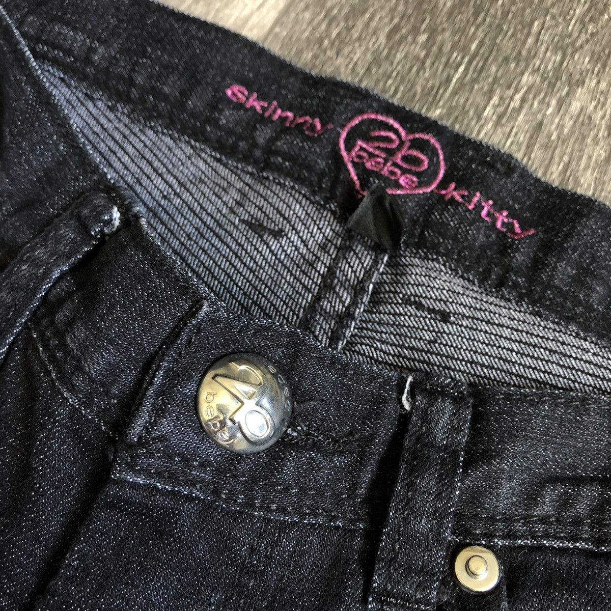 Bebe Vintage Y2K Bebe Rhinestone Stud Low Rise Black Denim Jeans Size 30" / US 8 / IT 44 - 6 Thumbnail