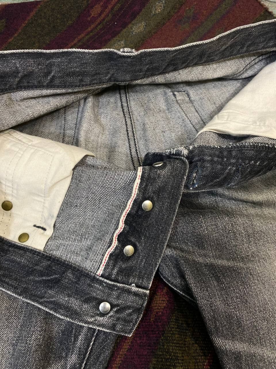 Japanese Brand vintage ships jet blue selvedge distressed denim Size US 33 - 13 Thumbnail