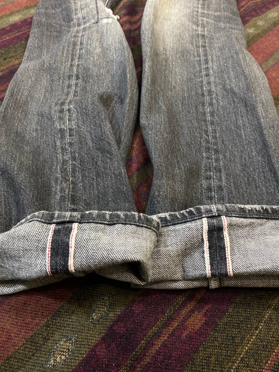 Japanese Brand vintage ships jet blue selvedge distressed denim Size US 33 - 16 Thumbnail