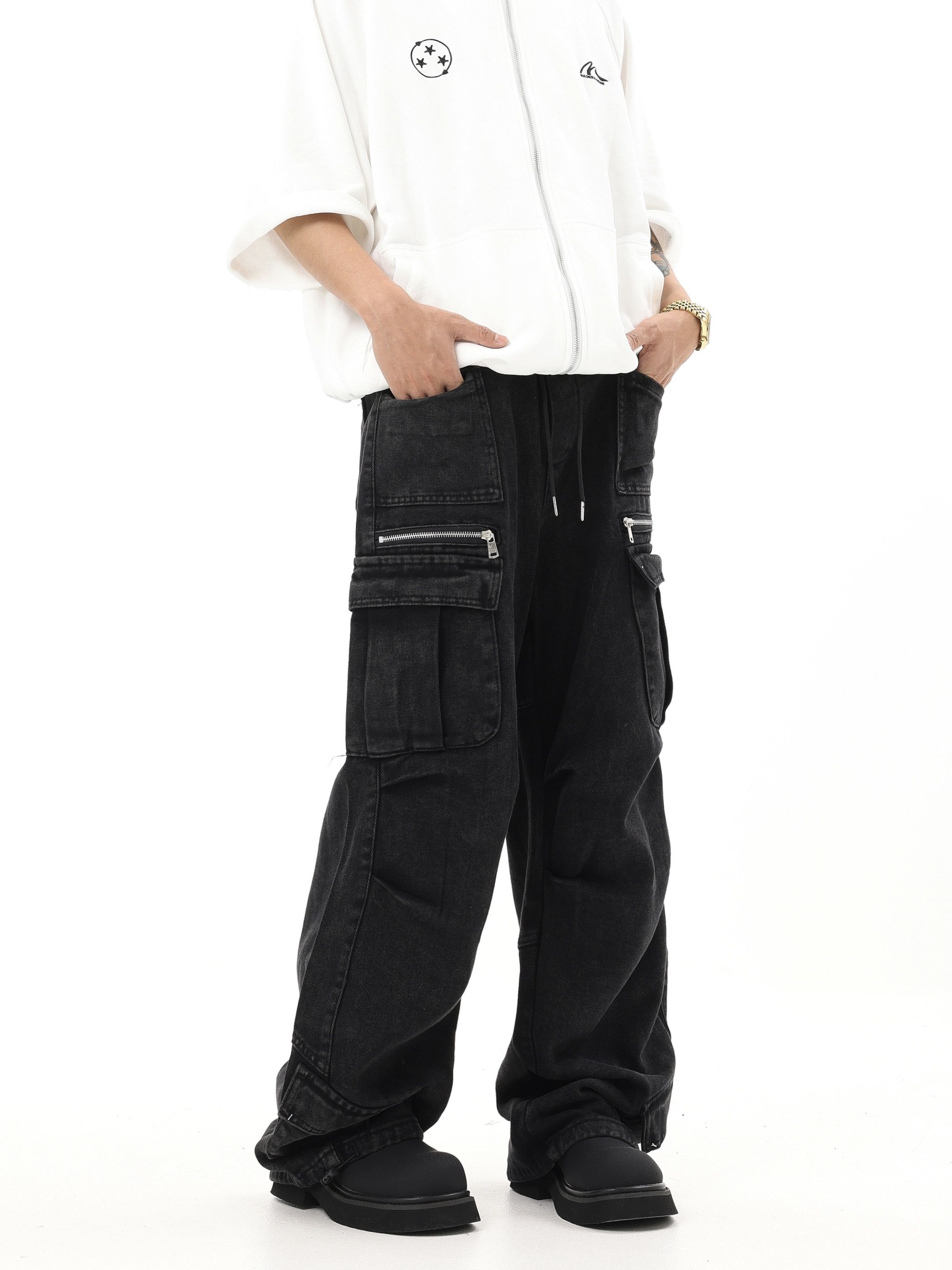 flared distressed hiphop baggy cargo pants