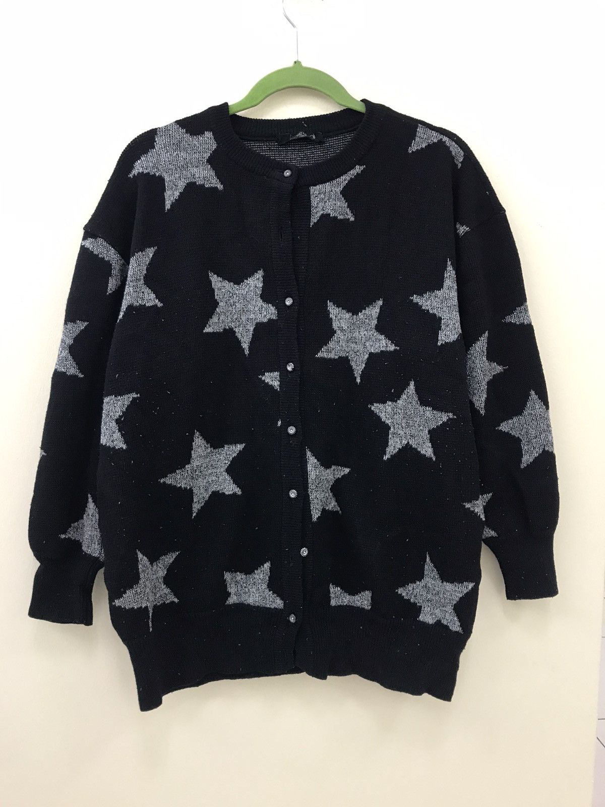 image of Italian Designers x Vintage Patricia Grazioli Italy Stars Design Sweater Jacket in Black (Size Larg