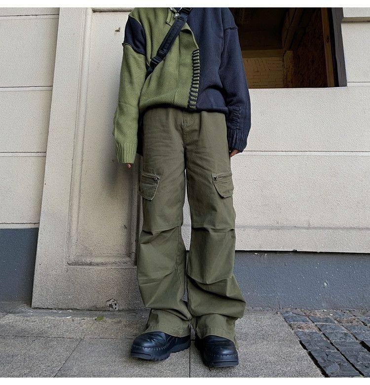 military flared faded baggy cargo pants