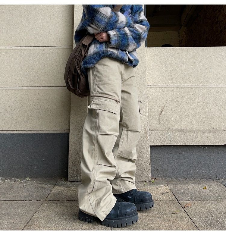 military flared faded baggy cargo pants