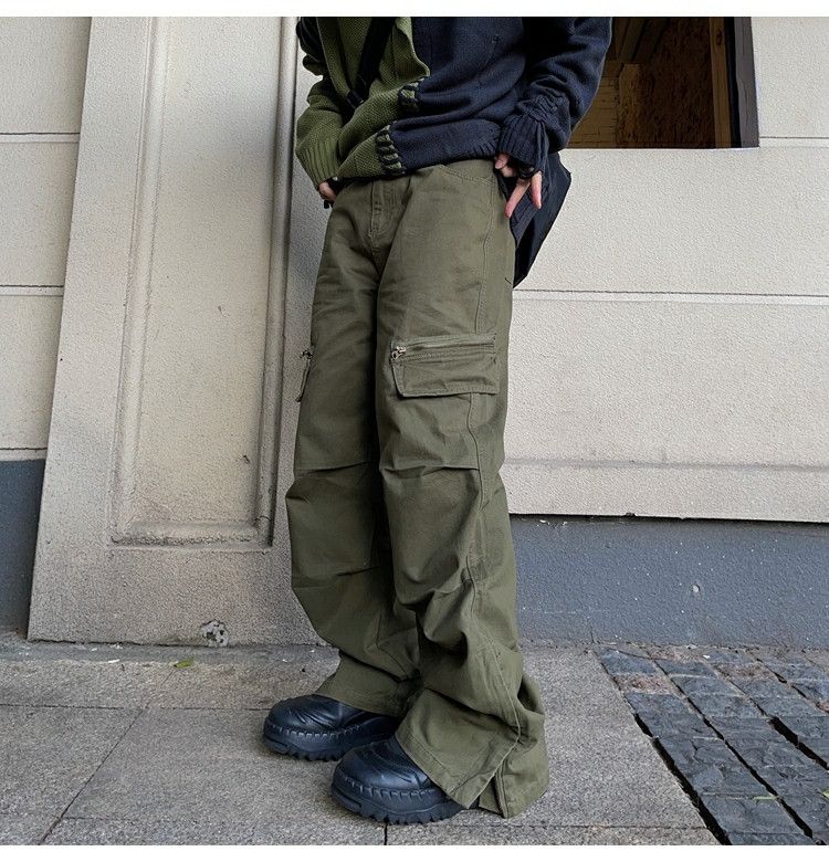 military flared faded baggy cargo pants