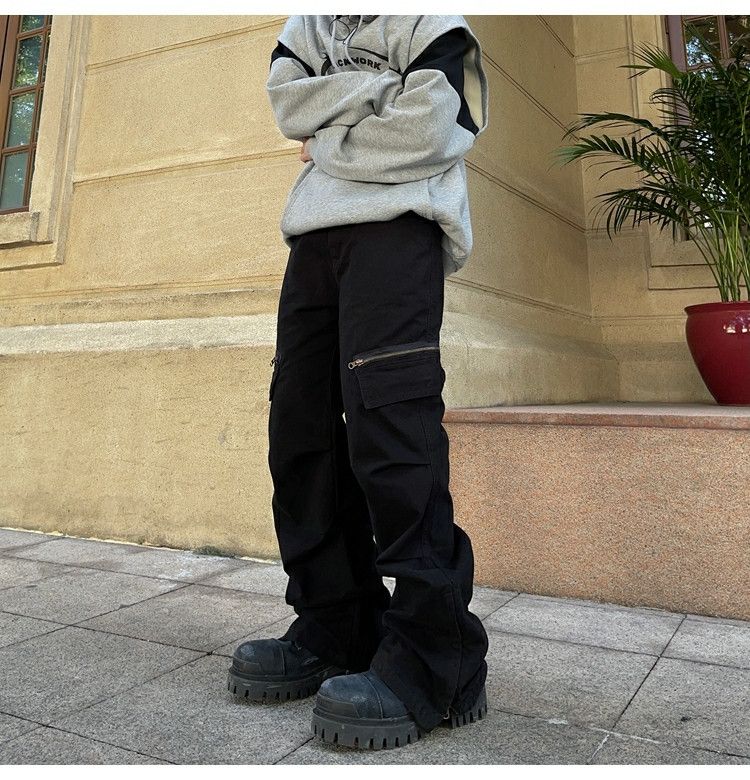 military flared faded baggy cargo pants