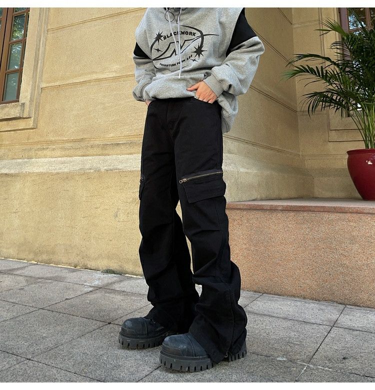 military flared faded baggy cargo pants