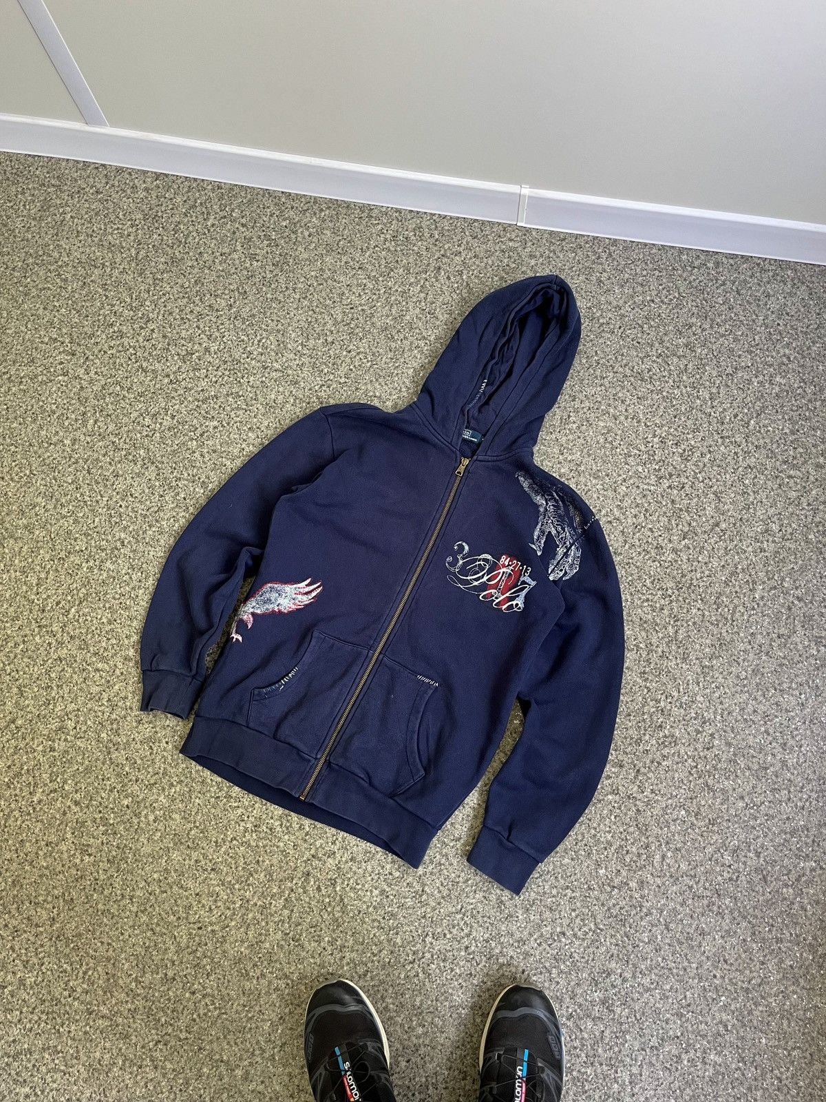 Polo Ralph Lauren × Vintage VINTAGE POLO RALPH LAUREN ZIP HOODIE BACK LOGO WOMENS XL Y2K Size XL / US 12-14 / IT 48-50 - 1 Thumbnail