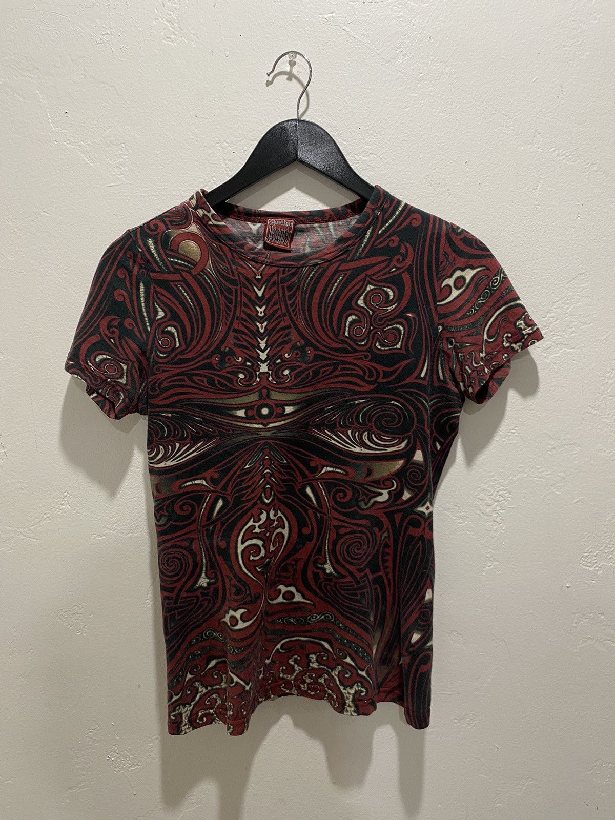 image of Jean Paul Gaultier Tribal Tee in Red, Men's (Size Small)
