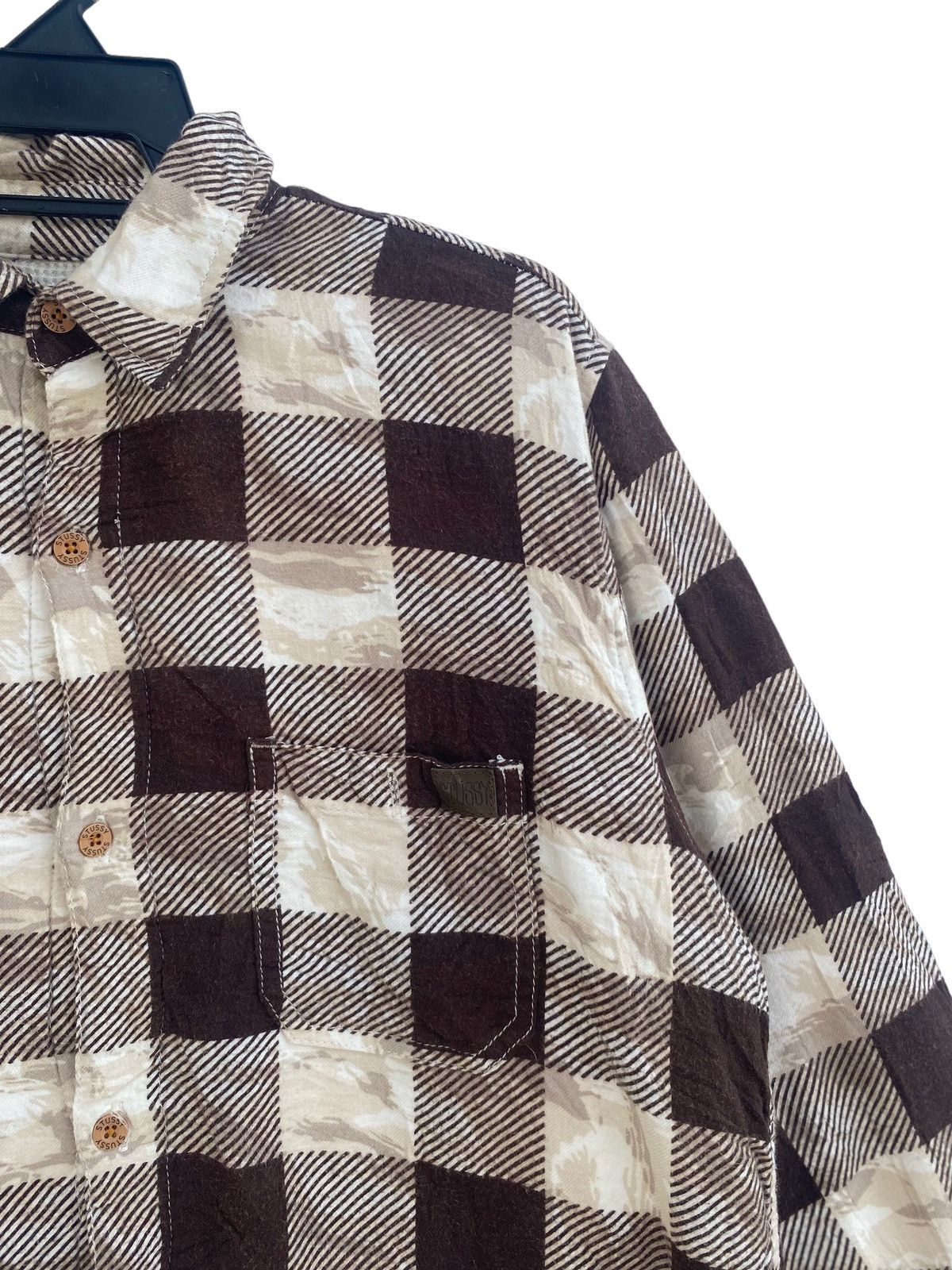 Stussy Rare vintage Stussy checkered plaid mix camo printed shirts Size US M / EU 48-50 / 2 - 2 Thumbnail