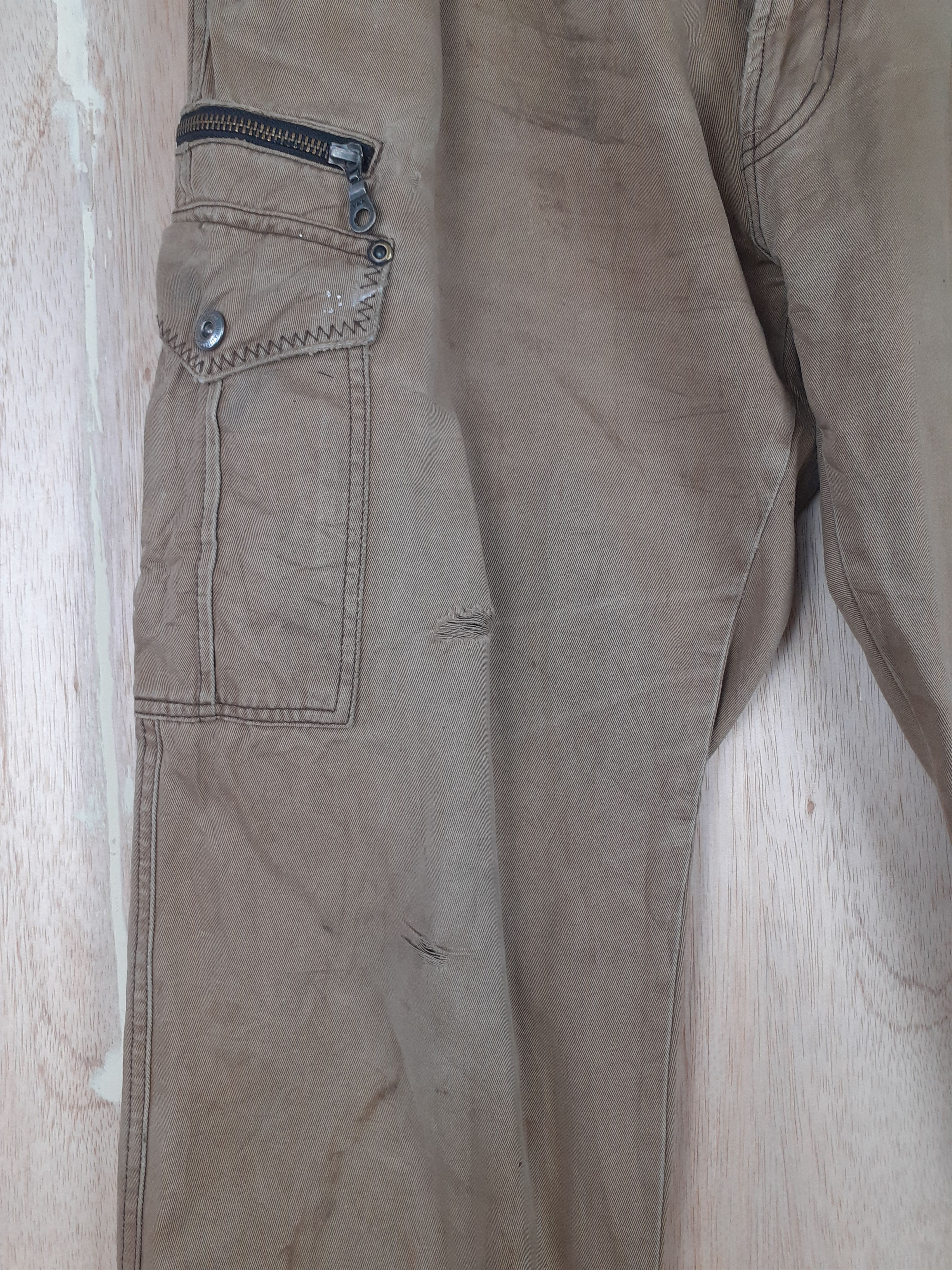 Japanese Brand GW brown distressed multipocket cargo pant #S238 Size US 34 / EU 50 - 11 Thumbnail