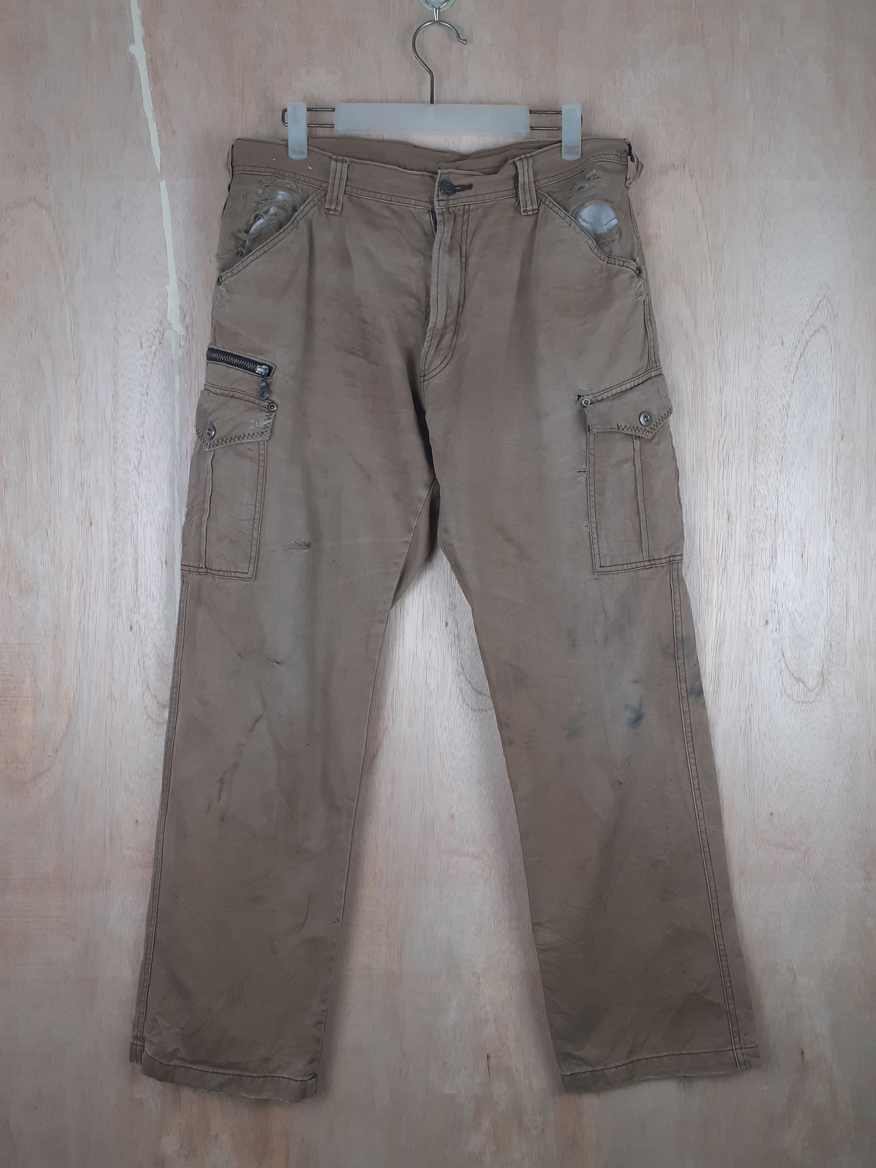 Japanese Brand GW brown distressed multipocket cargo pant #S238 Size US 34 / EU 50 - 1 Thumbnail