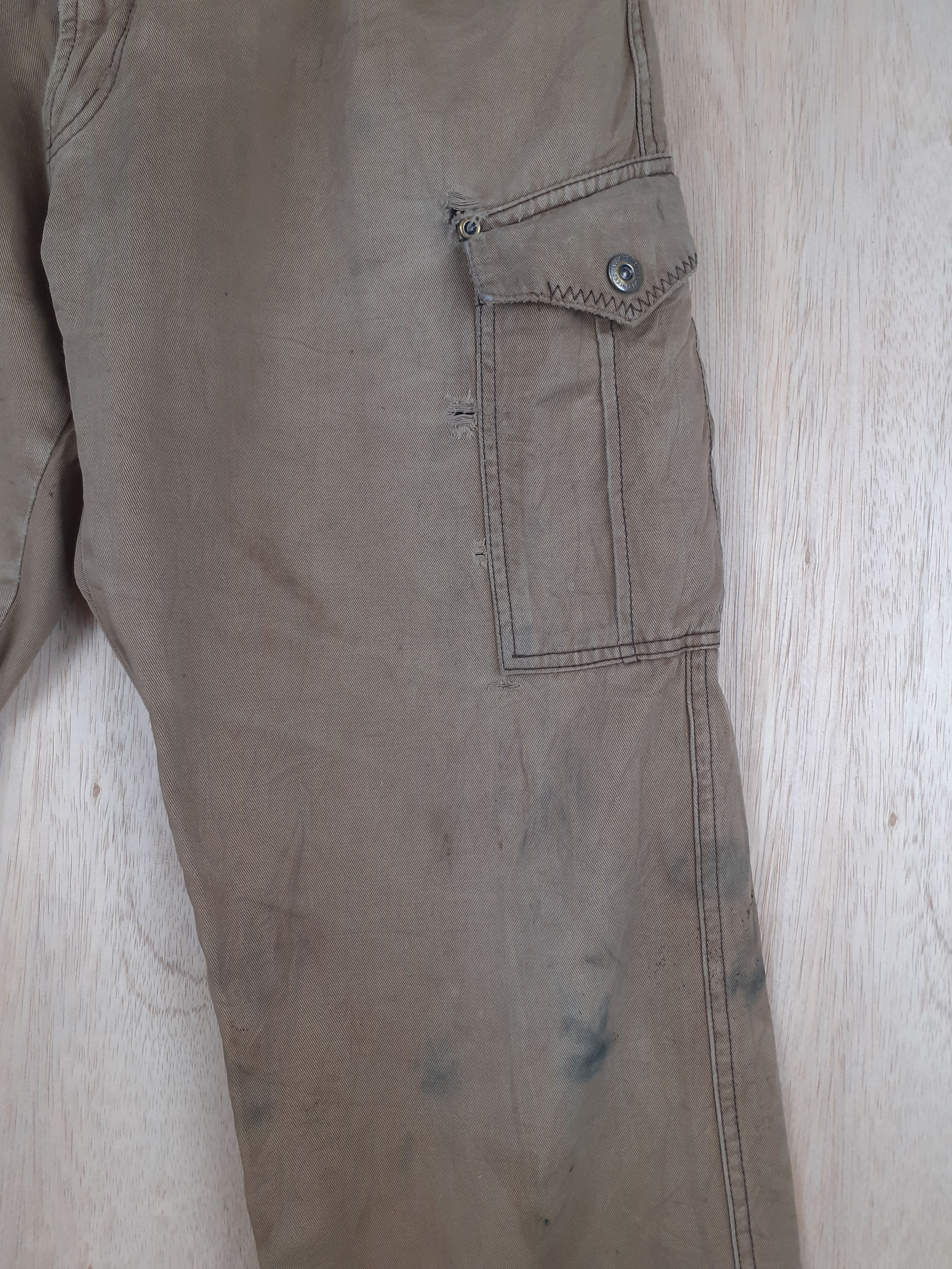 Japanese Brand GW brown distressed multipocket cargo pant #S238 Size US 34 / EU 50 - 9 Thumbnail