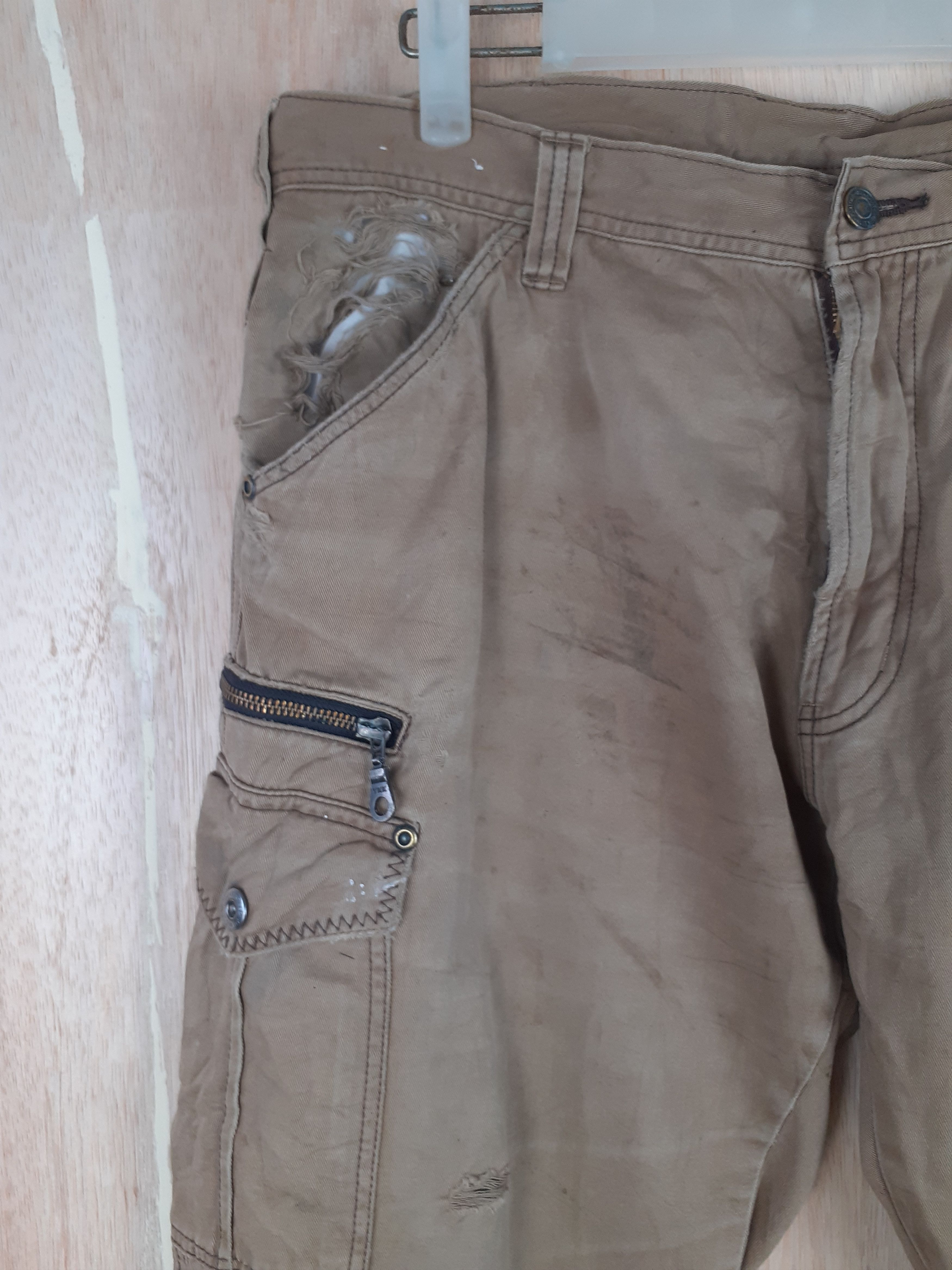 Japanese Brand GW brown distressed multipocket cargo pant #S238 Size US 34 / EU 50 - 7 Thumbnail
