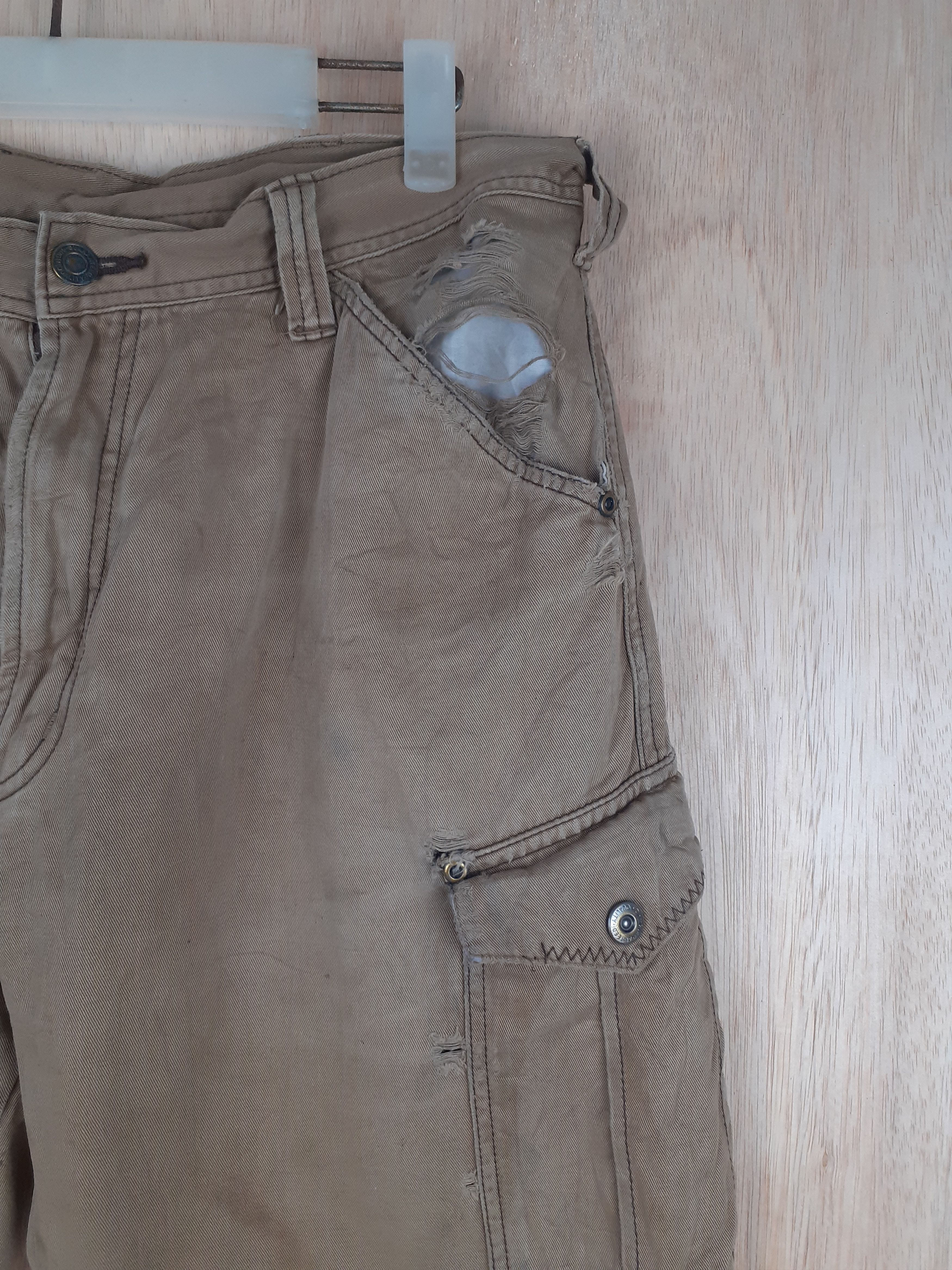 Japanese Brand GW brown distressed multipocket cargo pant #S238 Size US 34 / EU 50 - 6 Thumbnail