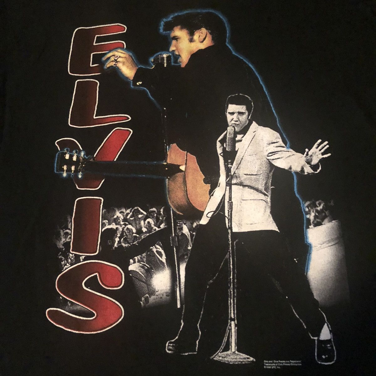 Band Tees Vintage 90s 1998 Elvis Presley Big Graphic Logo Rocker Tee Size US M / EU 48-50 / 2 - 2 Thumbnail