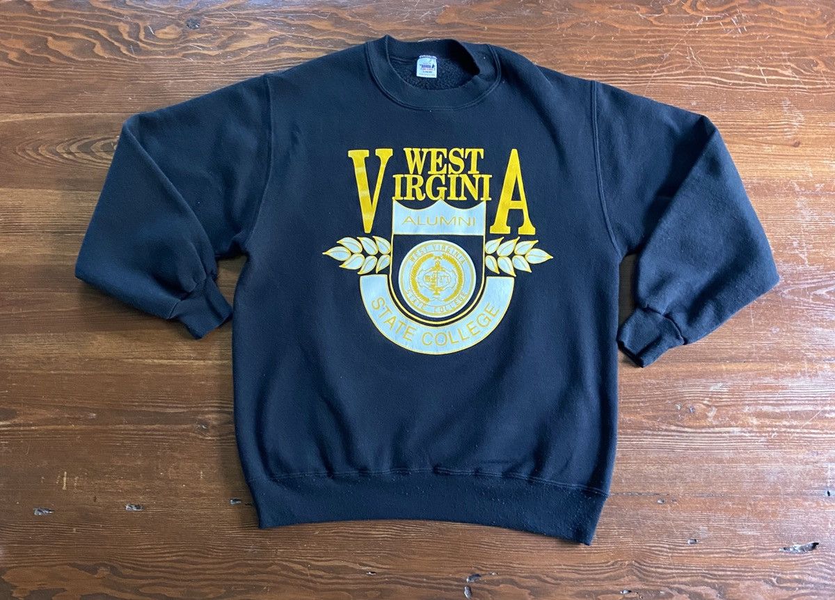 Pre-owned Collegiate X Vintage 80's West Virginia State College Crewneck Sweatshirt In Black/yellow/white