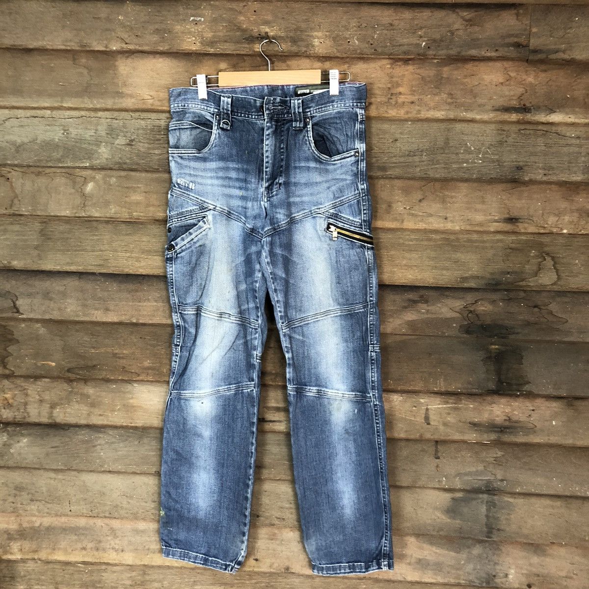 Faded Glory Blue B Blue faded distressed Denim cargo Pants #4606 Size US 29 - 1 Thumbnail