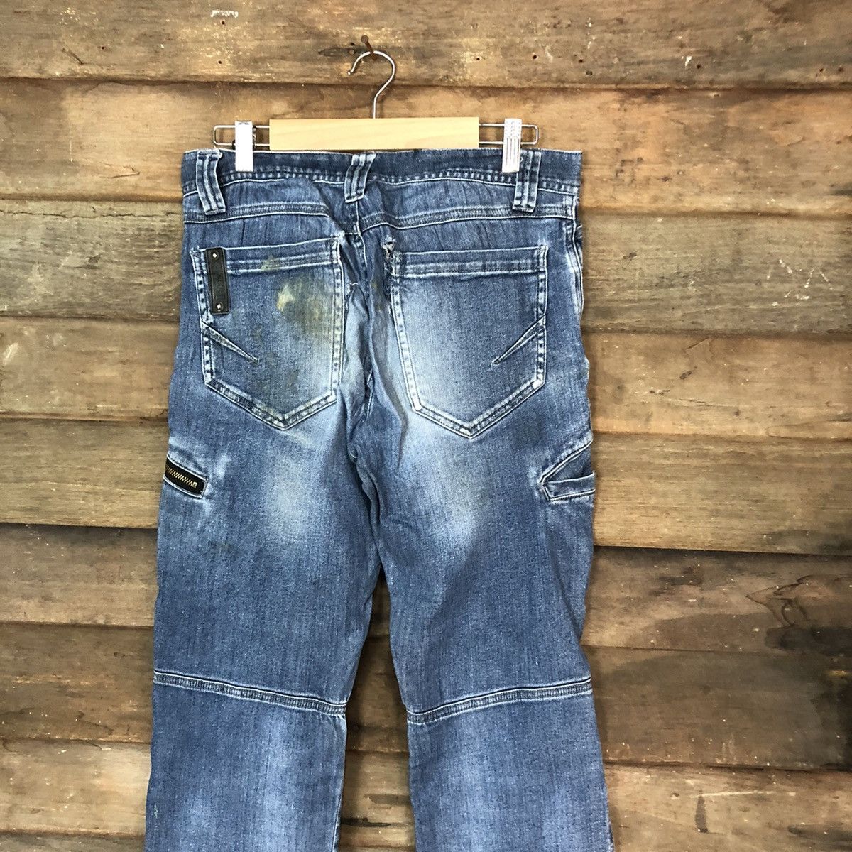 Faded Glory Blue B Blue faded distressed Denim cargo Pants #4606 Size US 29 - 11 Thumbnail