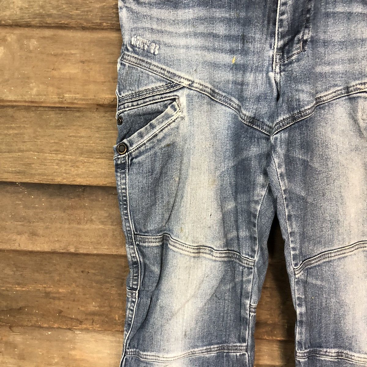 Faded Glory Blue B Blue faded distressed Denim cargo Pants #4606 Size US 29 - 6 Thumbnail