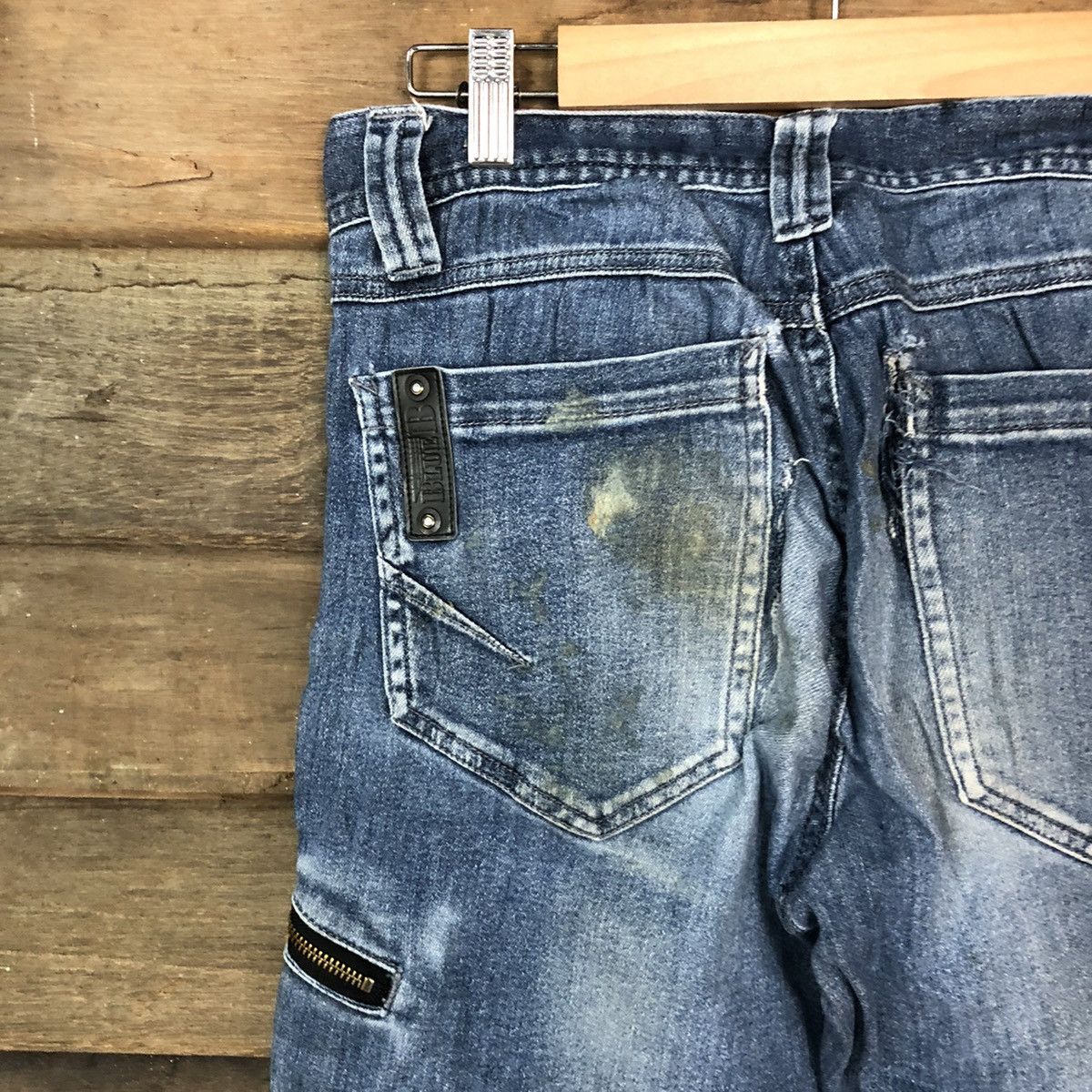 Faded Glory Blue B Blue faded distressed Denim cargo Pants #4606 Size US 29 - 13 Thumbnail
