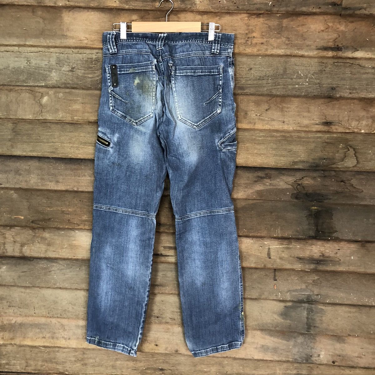 Faded Glory Blue B Blue faded distressed Denim cargo Pants #4606 Size US 29 - 10 Thumbnail