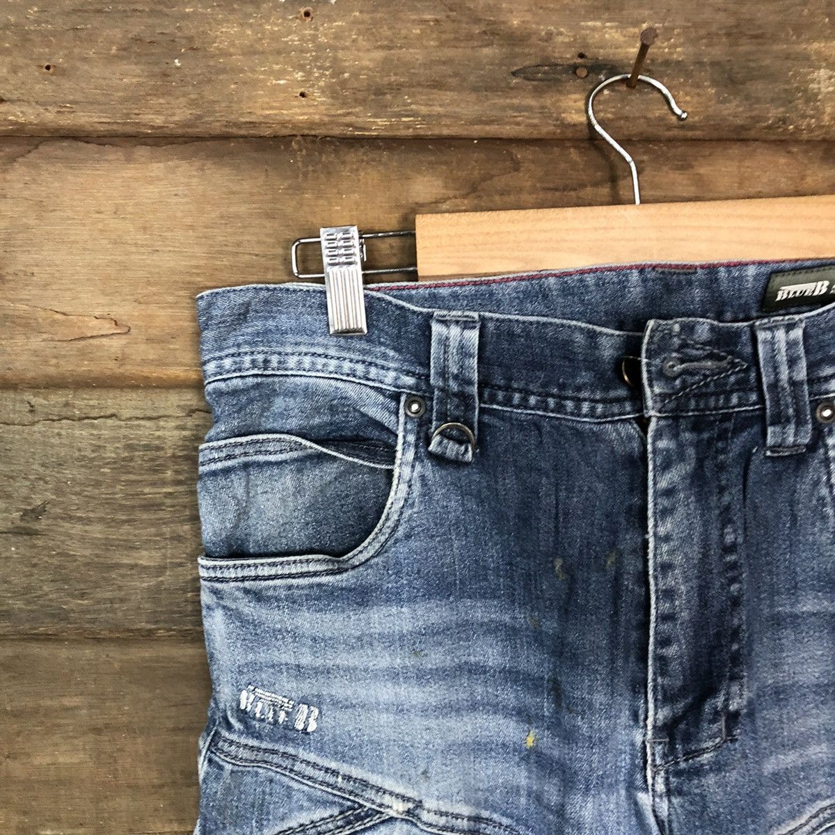 Faded Glory Blue B Blue faded distressed Denim cargo Pants #4606 Size US 29 - 4 Thumbnail