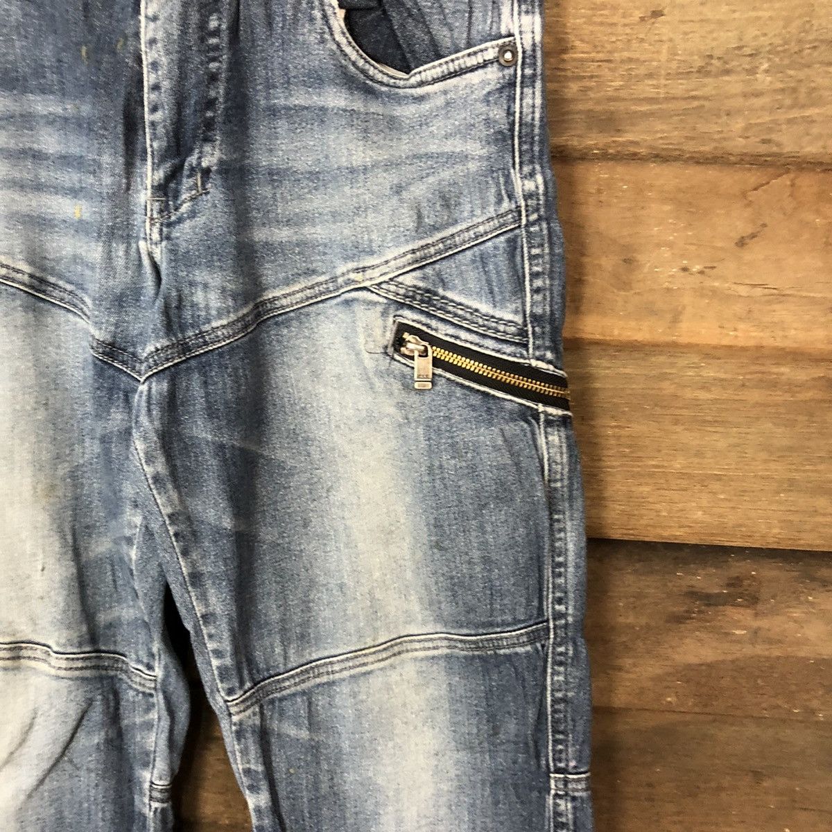 Faded Glory Blue B Blue faded distressed Denim cargo Pants #4606 Size US 29 - 7 Thumbnail
