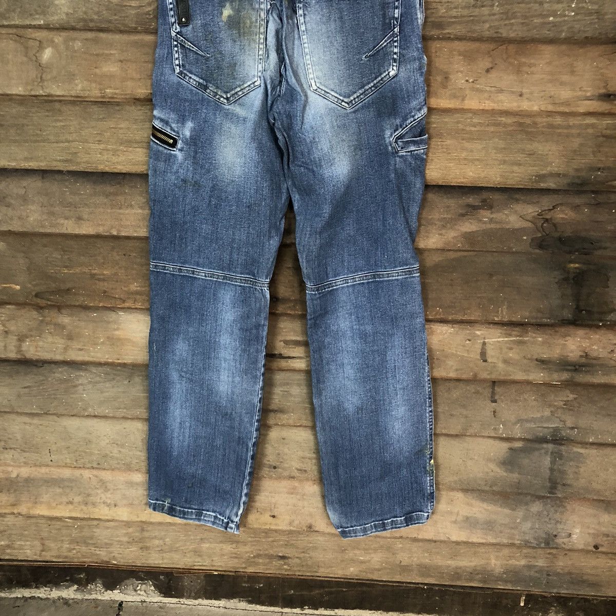 Faded Glory Blue B Blue faded distressed Denim cargo Pants #4606 Size US 29 - 12 Thumbnail