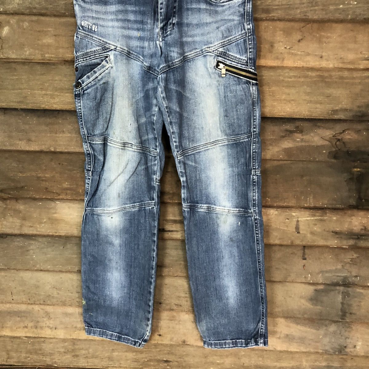 Faded Glory Blue B Blue faded distressed Denim cargo Pants #4606 Size US 29 - 3 Thumbnail