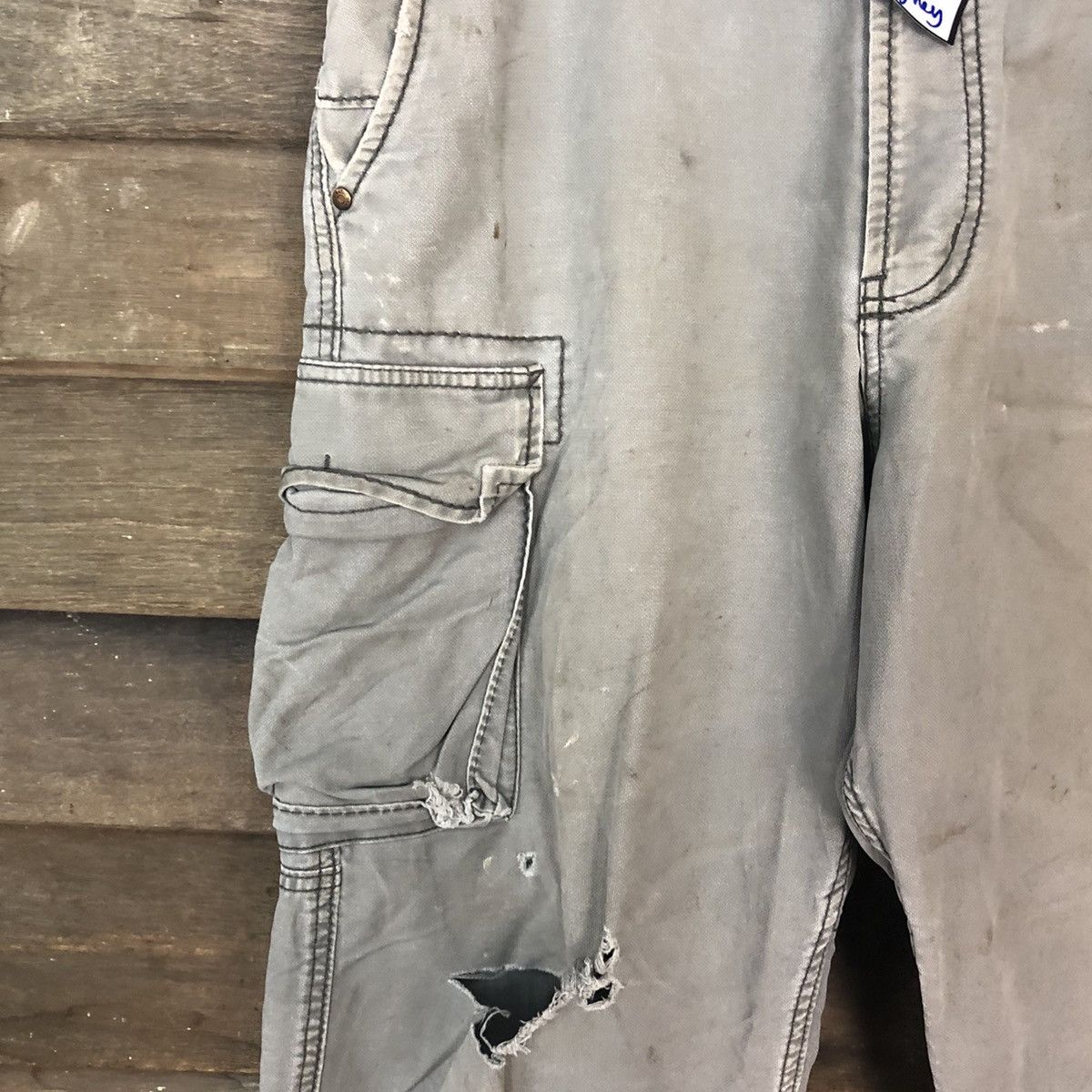 Japanese Brand Even River Grey thrased distressed Cargo Pants #5081 Size US 33 - 6 Thumbnail