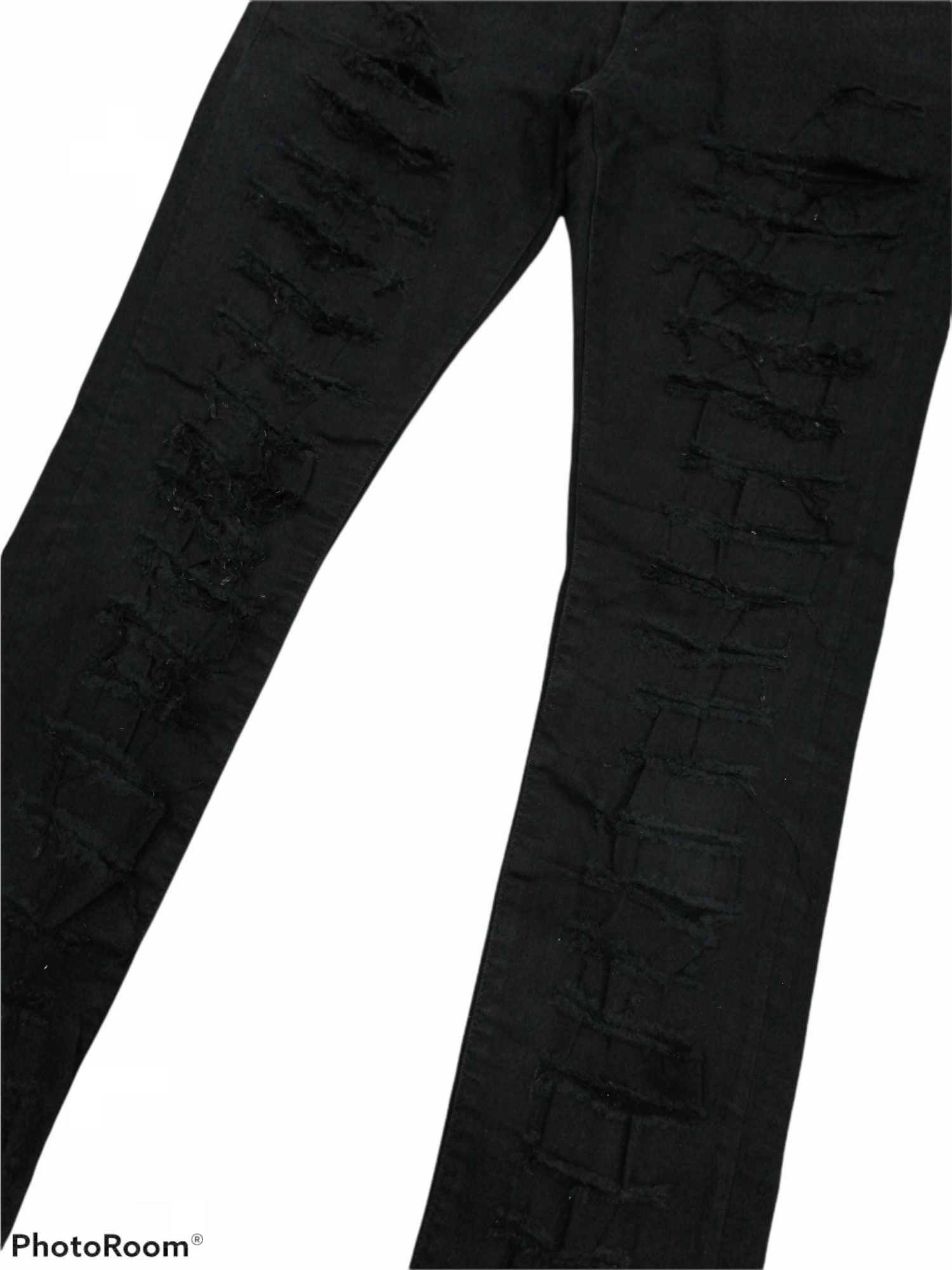 Japanese Brand Hardcore Rip Distressed Denim Ankorock All Black Pants Size US 32 / EU 48 - 3 Thumbnail