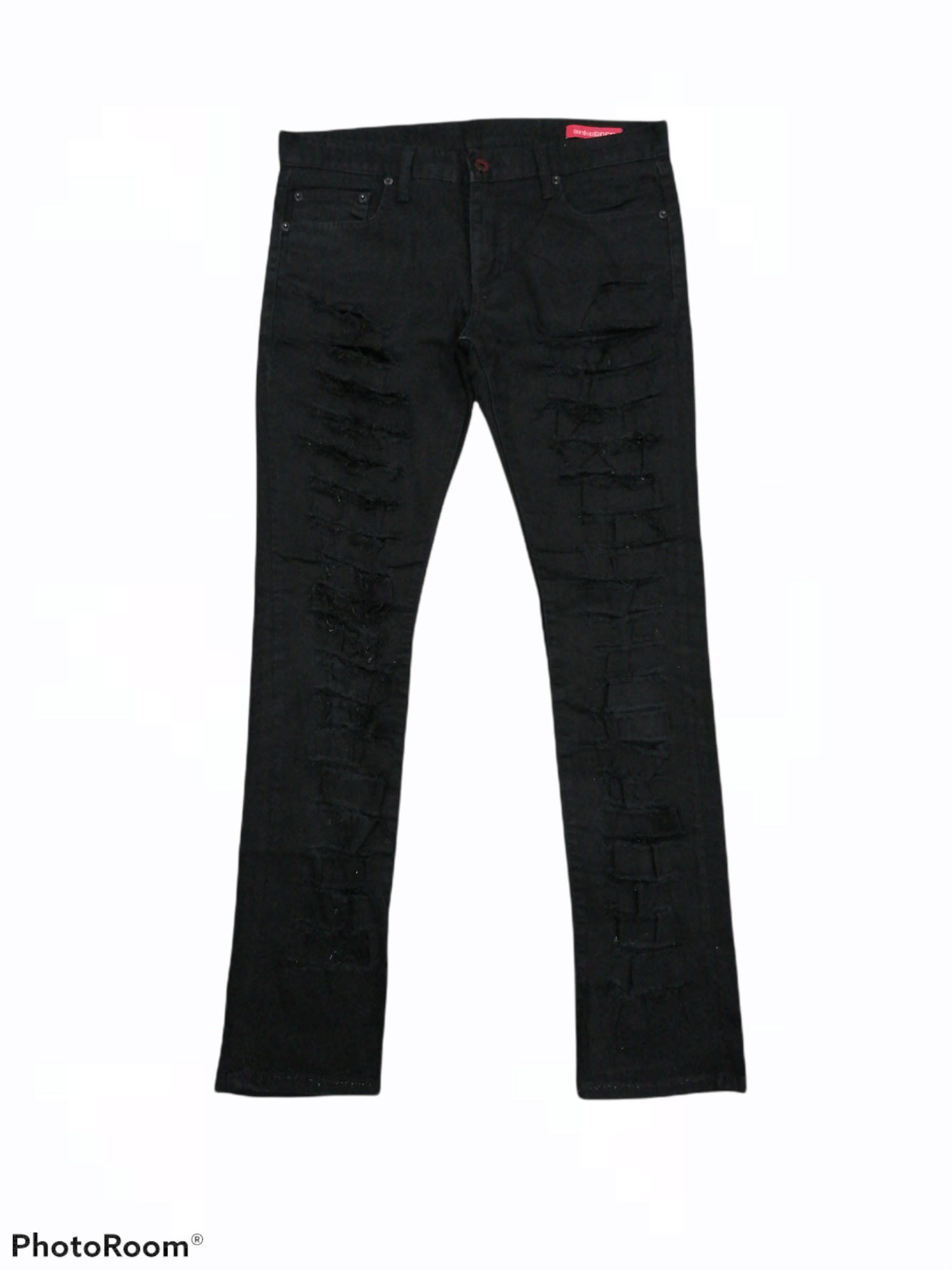 Japanese Brand Hardcore Rip Distressed Denim Ankorock All Black Pants Size US 32 / EU 48 - 1 Thumbnail
