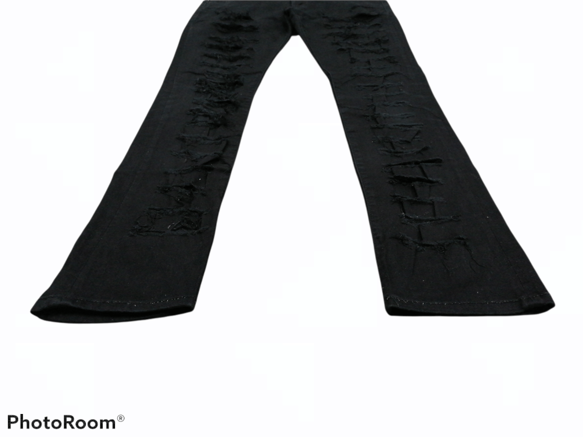 Japanese Brand Hardcore Rip Distressed Denim Ankorock All Black Pants Size US 32 / EU 48 - 2 Thumbnail