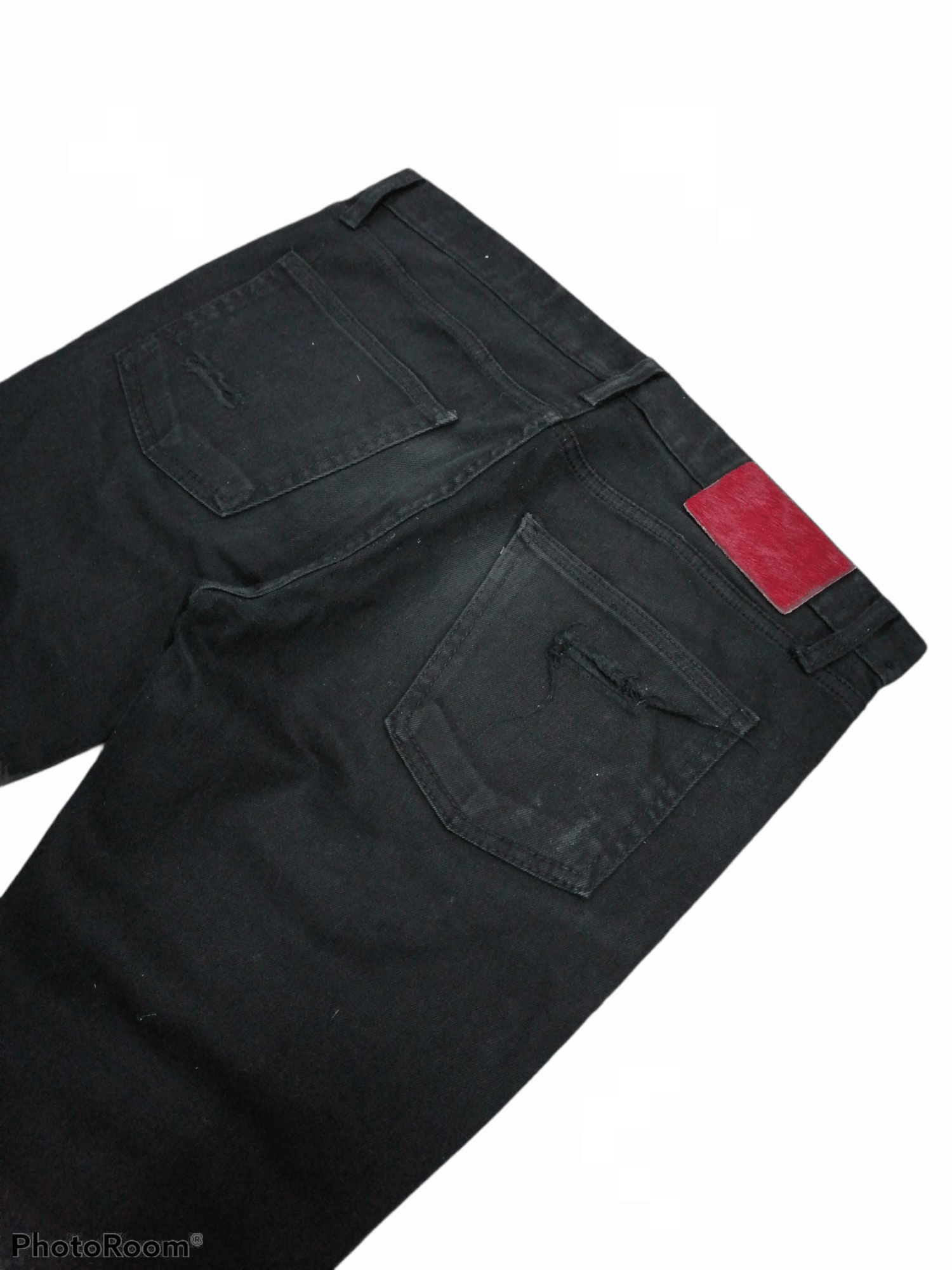 Japanese Brand Hardcore Rip Distressed Denim Ankorock All Black Pants Size US 32 / EU 48 - 6 Thumbnail