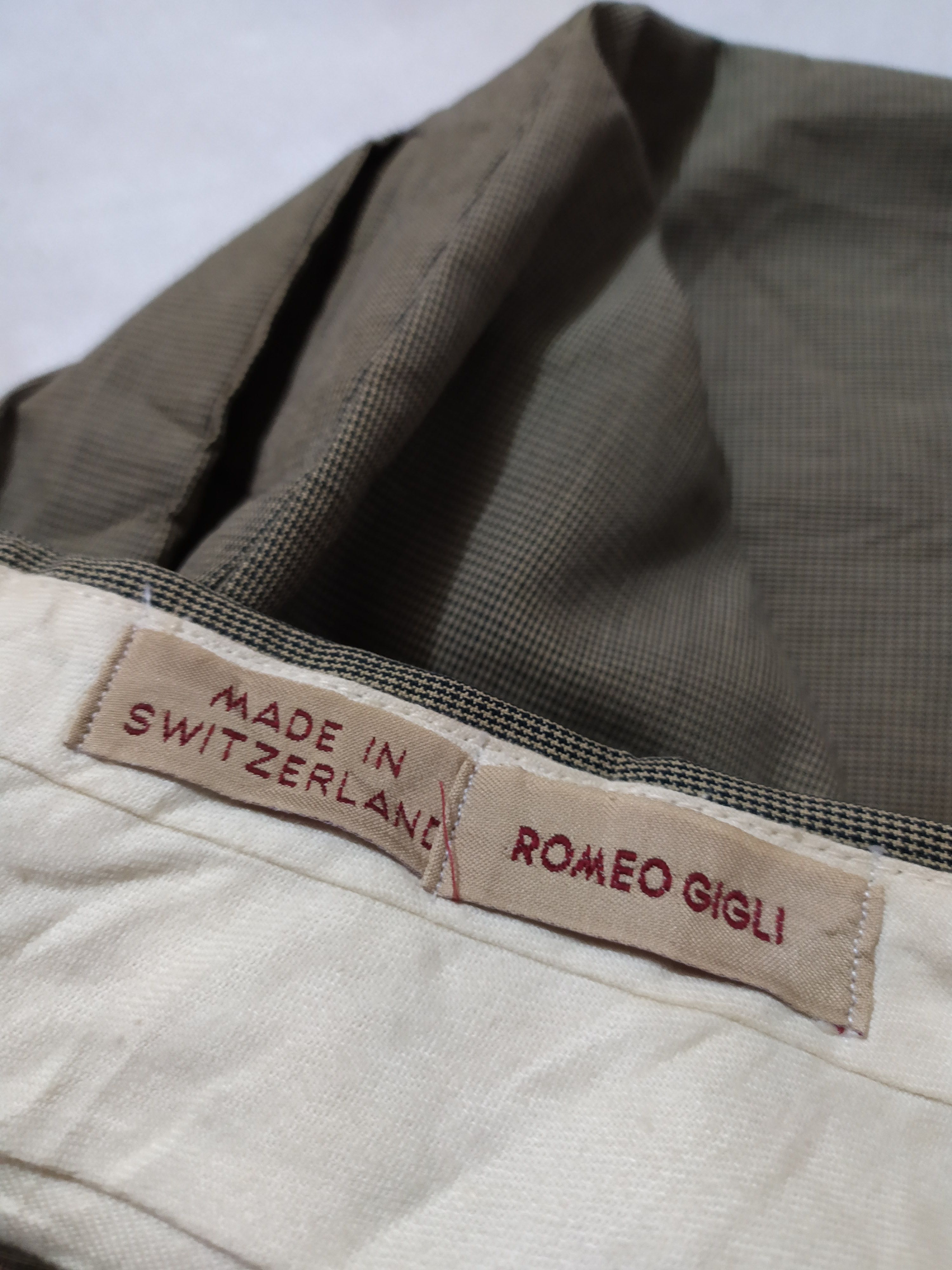 Romeo Gigli Casual Pincheck Pants Made In Switzerland