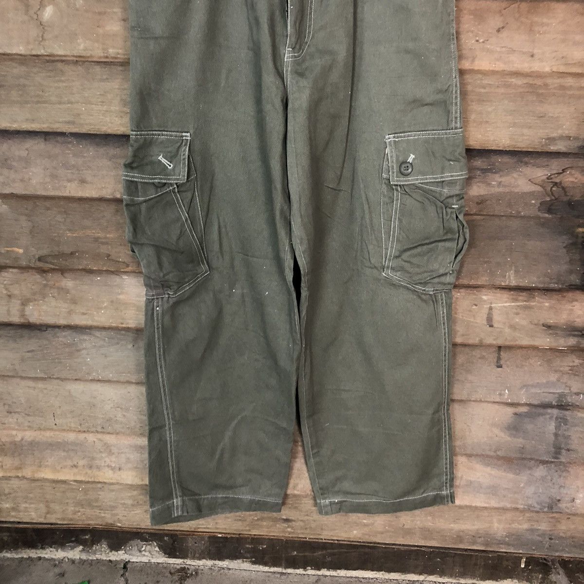 Japanese Brand Raton faded Green multipocket Cargo Pants #3780 Size US 34 / EU 50 - 3 Thumbnail